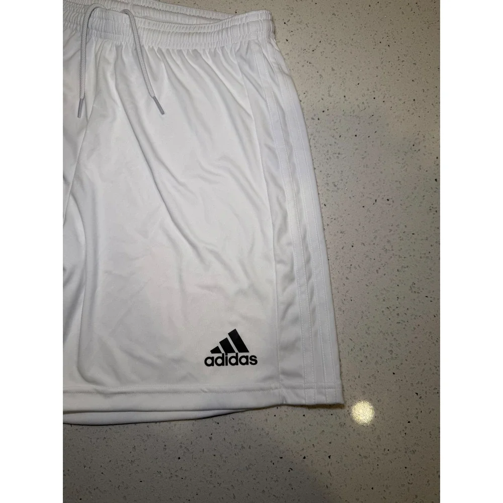 Adidas Mens White Aeroready 3-Stripe Athletic Soccer Gym Shorts Size Medium